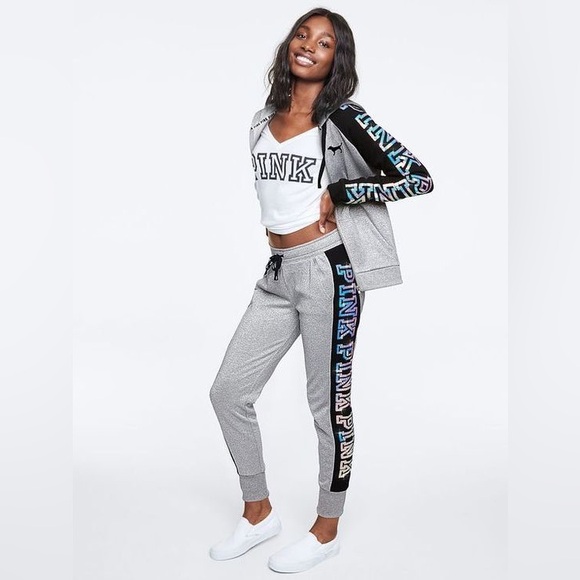 NWT Rare PINK Victoria's Secret Silver Mermaid Bling Sequin Jogger Pants - Picture 12 of 13